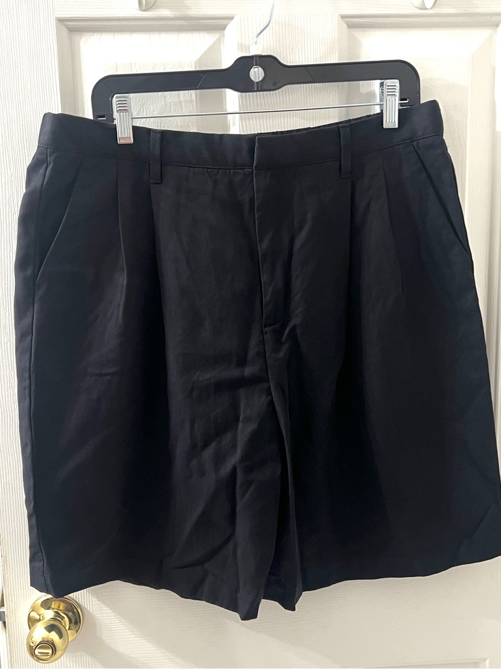Madewell Women’s Black Cotton Linen Slouchy Pleated Shorts Size 12 Elastic Waist